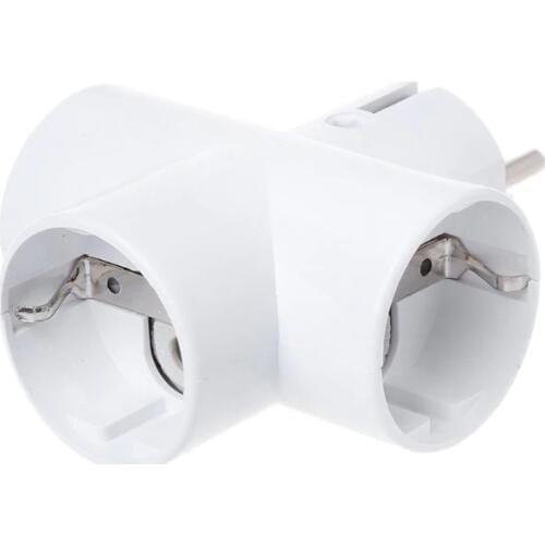 EU Standard Convert Socket With 3 Outlets Ceramics Travel Power Adaptor