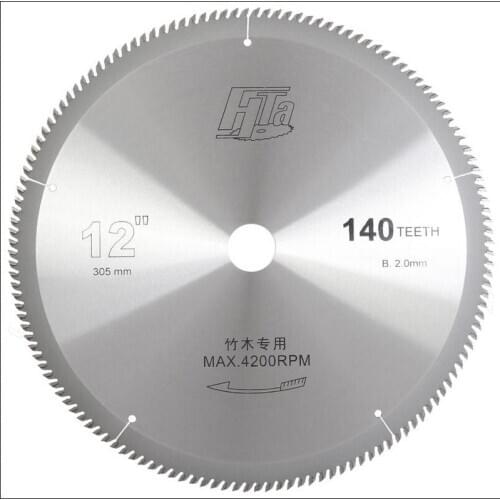 Free shipping of super quality 305*2.0*30/25.4mm*140Z thin kerf super sharp teeth shape TCT saw blade for bamboo cutting