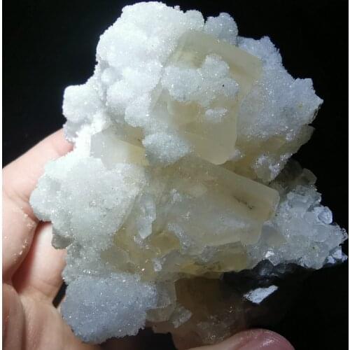 257g Natural rare hexagonal columnar calcite crystal quartz symbiosis healing energy mineral teaching specimen collection orname