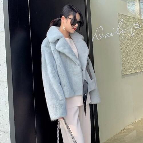 Mrs Fly 2021 new mink fur female mink locomotive brief paragraph velvet mink coat the young fashion