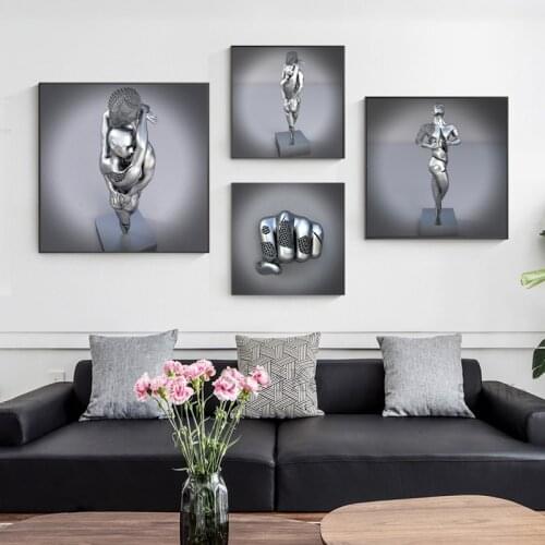 Modern Metal Figure Statue Canvas Painting on The Wall Romantic Posters and Prints Wall Art Pictures Living Room Home Decor