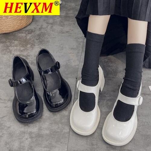 2021 Chunky Heel Platform Mary Janes Women Patent Leather Big Square Toe High Heels Pumps Lovely Girls Cosplay Lolita Shoes