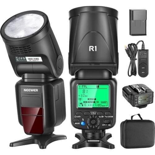 Neewer R1 TTL Flash Speedlite for Nikon DSLR Cameras, 76Ws 2.4G TTL Round Head, 1/8000s HSS, 2.1s Recycle Time, Lithium Battery