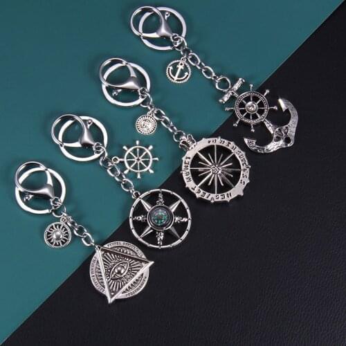 WANGAIYAO2021 new punk hip-hop wind demon eye keychain niche design anchor compass sun god ornaments tide holiday small gift key