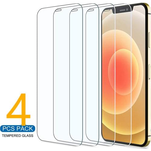 4Pcs Protective Glass on IPhone 11 12 Pro Max XS XR 7 8 6s Plus SE Screen Protector for IPhone 12 Mini 11 Pro Max Tempered Glass
