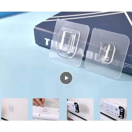 2pcs/set Double Sided Adhesive Wall Hooks Hanger Transparent Suction Cup Sucker Hook Kitchen Bathroom Storage Hanging Buckles #1