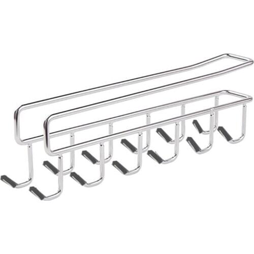 2Pcs Stainless Steel Hooks Hanger Under Shelf Wine Glass Holder Mug Cup Holder Storage Rack Hanger Cupboard Hanging Hook