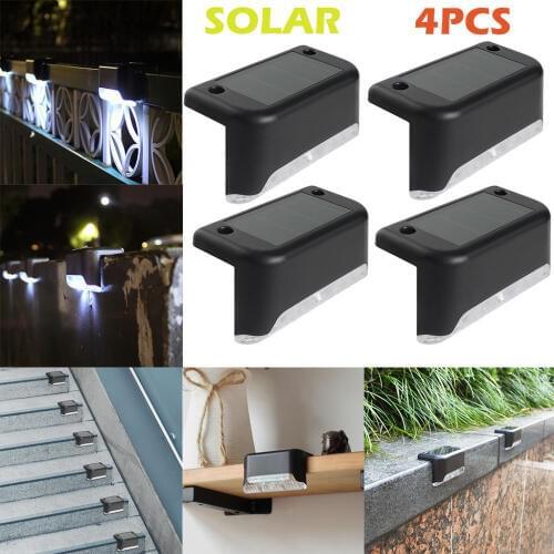 4PCS LED Solar Path Stair Light Outdoor Wall Lamp Garden Yard Fence Wall Landscape Lamp Energy-efficient Driveway Fence Lights
