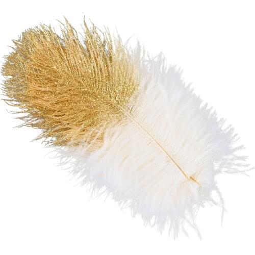Spray Gold Ostrich Feathers 15-20Cm/6-8 Inch Big Goose Feather Wedding Handiwork Decoration Plumes For Crafts Wholesale 50 Pcs