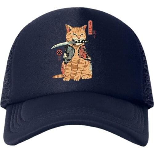 Anime Japan Cat Casual Plain Mesh Baseball Cap Adjustable Snapback Hats for Women Men Hip Hop Trucker Dropshipping Cap