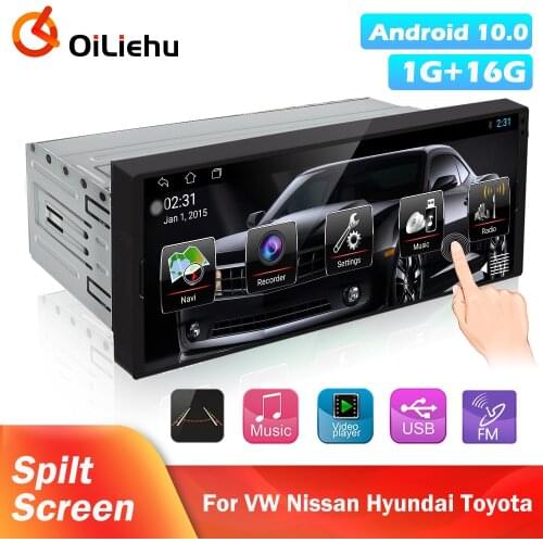 OiLiehu 1 Din Android 10.0 Auto Radio Car Stereo Video 6.9 inch GPS 1din Multimedia Player For Volkswagen Nissan Hyundai Toyota