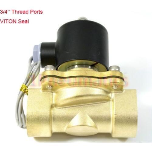 Free Shipping 3/4'' Ports Electric Solenoid Valve VITON Water Air N/C DC12V Solenoid Valve FKM Seal High Temperature