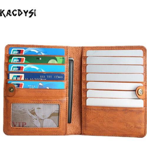 Brand Vintage 100% Genuine Cowhide Leather Mens Women Man Credit Card ID Holders Wallet Driving License Case Passport Wallets