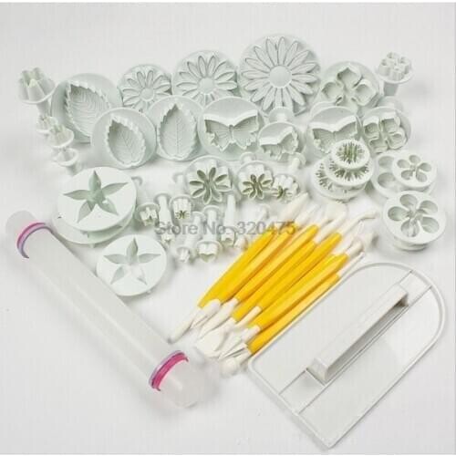 DHL 20set 46Pcs/set Fondant Cake Decorating Plunger Cutter Tools Mold Cookies full set mold