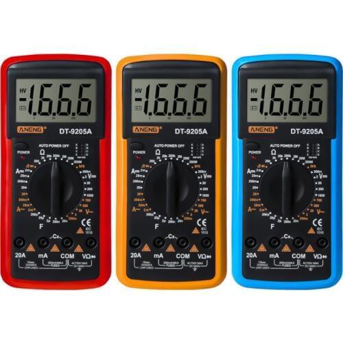 DT9205A Digital Multimeter hFE AC DC Triode Diode Resistance Amp Electric Tester D2TD