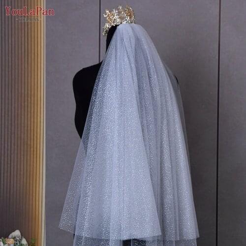 YouLaPan V90 Star Yarn Veil Shiny Sparkling Glitter Veil Champagne Wedding Veil Double Layer Wedding Dress Veil with Comb