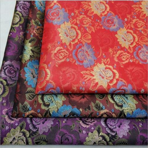 HLQON 75cm width brocade yarn dyed rose fabric for patchwork cheongsam felt telas bed sheet dress children coat tissue