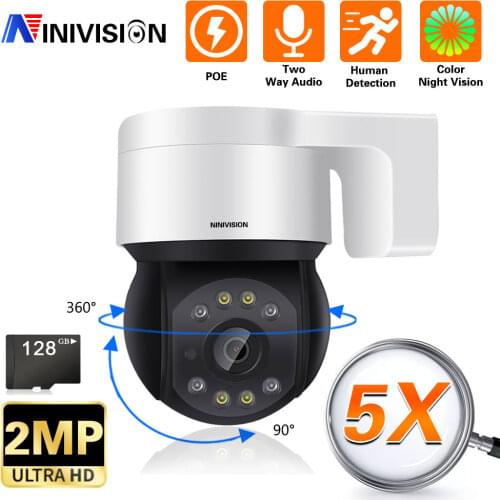 1080P Auto Tracking IP POE PTZ Camera Outdoor Waterproof Color Night Vision Camera CCTV Video Security Surveillance Camera