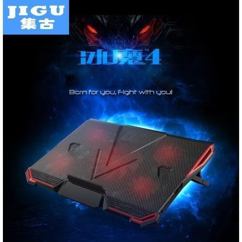 JIGU 5 FAN 2 USB Laptop Cooling Pad Adjustable Notebook Cooler +Holder for 12-17' Laptop usb fan