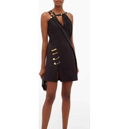 Cocktail Dresses V Neck Sleeveless Dresses With Metal Decoration Evening Party Dresses Wedding Evening Dresses Formal Dresses