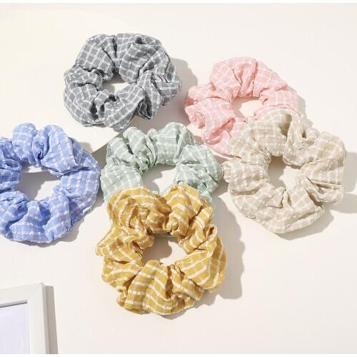 Hot New Kawaii Accessories For Girls Cute Scrunchies Set For Children 6pcs Wholesale Women Hair Srunchy Pack Striped Hairbands