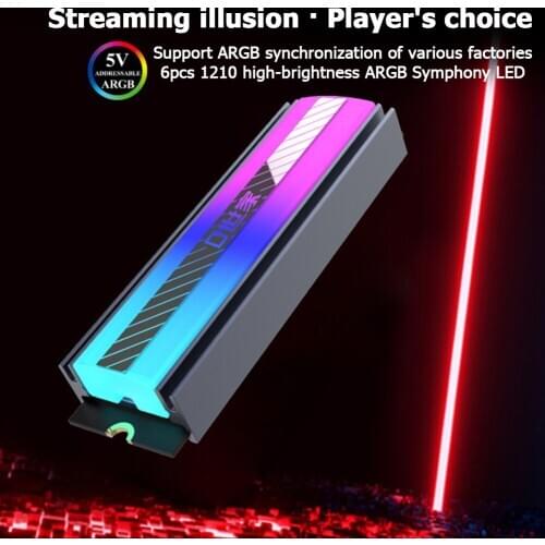 M.2 SSD Computer Water Cooling System Waterblock Heatsink Passive Heat 5V 3Pin ARGB 2280 Solid State Hard Disk Radiator