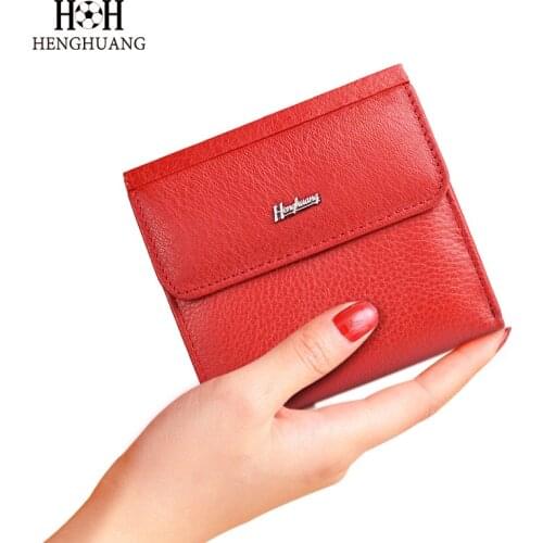 HH Mini Genuine Leather Women Wallet Small Luxury Female Cow Leather Coin Purses Slim ID Card Holder Wallets New Ladie Money Bag