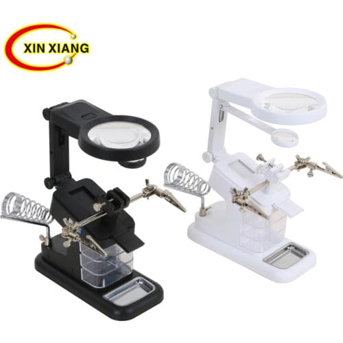 Multifunctional Welding Magnifier 3X 25X 45X Third Hand for Soldering 10 LED Soldering Glasses Auxiliary Clip Loupe LED Lupa