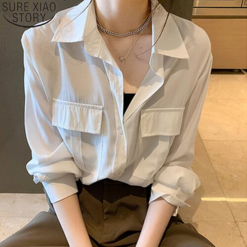 Fashion Office Lady White Shirt Female 2021 New Plus Size Loose Shirt Women Autumn Long Sleeve Blouse Solid Clothes Blusas 12076