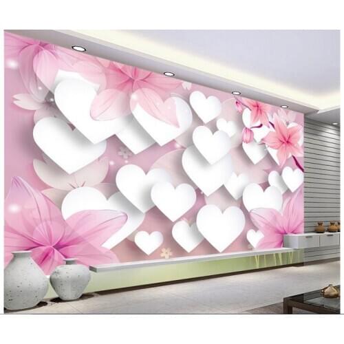 Custom photo 3d wallpaper Non-woven mural romantic love tv setting wall picture painting 3d wall room murals wallpaper
