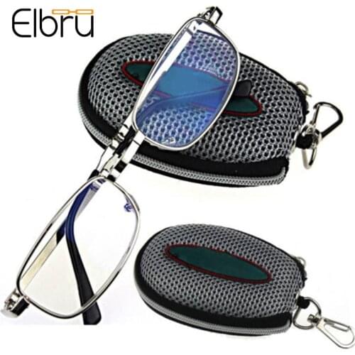 Elbru Vintage Metal Foldable Reading Glasses Fashion Square Presbyopia Eyeglasses Men Women Eyewear With Box Diopters +1.0 +4.0