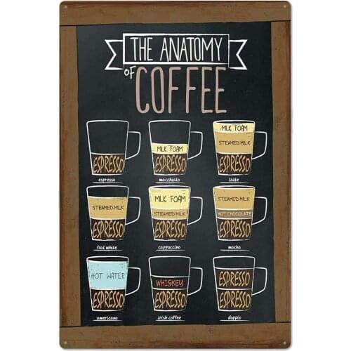 Original Retro Design Coffee Tin Metal Wall Art Signs, Print Poster Thick Tinplate Wall Decoration for Man Cave/Cafe Corner