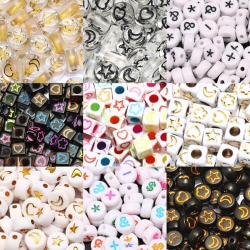Oval Square Stars Moon Heart Beads Symbol Acrylic Spaced Beads For Jewelry Making DIY Bracelet Necklac Toy Accessories Supplier