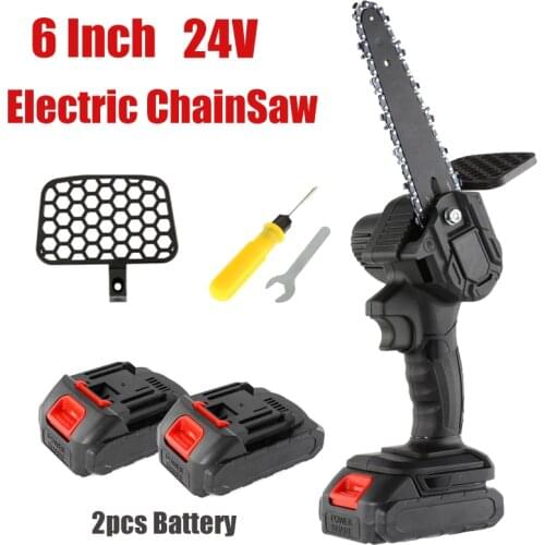 6 Inch 550W Electric Chain Saw Wood Cutter Garden Pruning Saw Logging Power Tool Woodworking Chainsaw With 24V Makita Battery