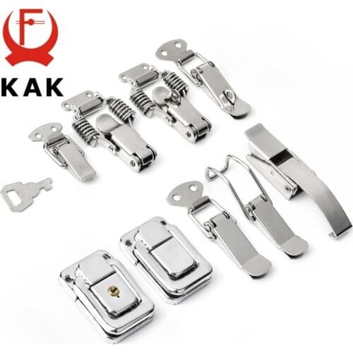 5PCS KAK J107 Hardware Cabinet Boxes Spring Loaded Latch Catch Toggle Hasp 46*21 Mild Steel Hasp For Sliding Door Simple Window