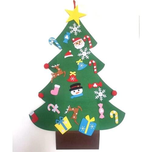 Christmas Decorations for Home DIY Felt Christmas Tree with Ornaments New Year Kids Gift Wall Hanging Fake Xmas Tree Navidad