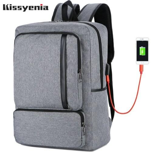Kissyenia Light Laptop Backpack USB Charger Interface Business Travel Backpack Men Roomy School Bag Rucksack for Teenagers KS148