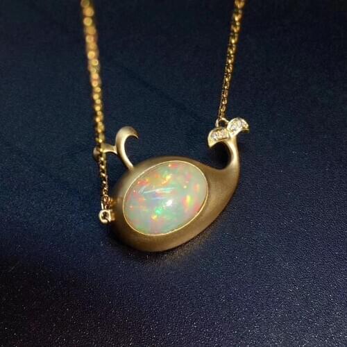 The best gift for engagement New Design Opal Pendant Fahsion Natural Opal Necklace 925 sterling silver For men or women
