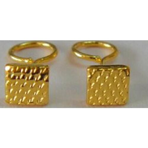 Real 24k Yellow Gold Earrings Women Girl Luck Square Stud Earrings 0.68g