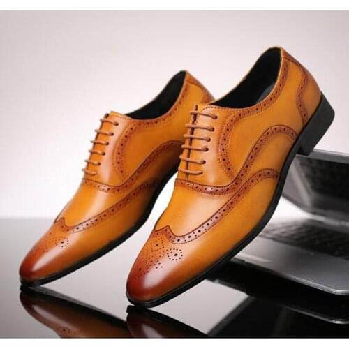 Spring Autumn Classic Derby Mens Dress Shoes Wedding Party Shoes Casual Business Suit Shoes Plus Size 48 H407