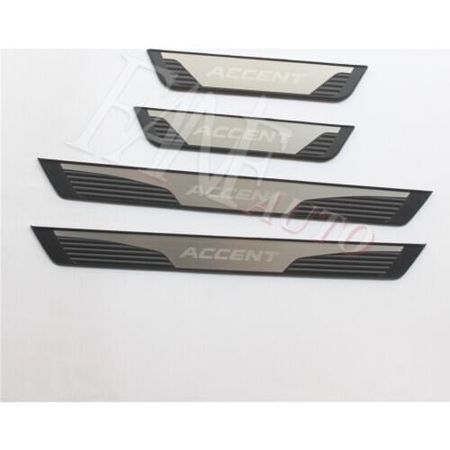 Car Styling Stainless Steel Led Door Sill Scuff Plate Guard Sills Protector Trim For Hyundai Accent 2016-2020 5TH