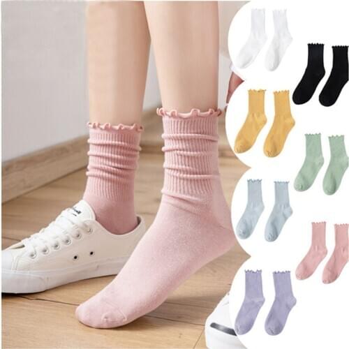 Dreamlikelin Female Spring Autumn Cotton Ruffles Socks Sweet Girl Japanese College Style Socks