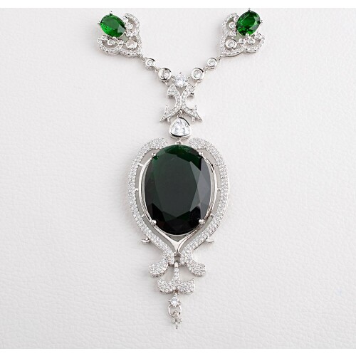 1 pc 38x120mm Big Green CZ Micro Pave Pendant Charm Jewelry Pendant