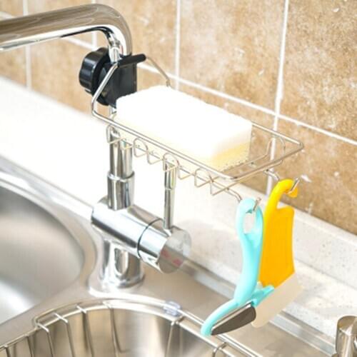 1 Pcs Home Accessories Iron Sink Hanging Punch Faucet Storage Bathroom Hollow Out Shelves Kitchen Drain Organizer Towel Sponge