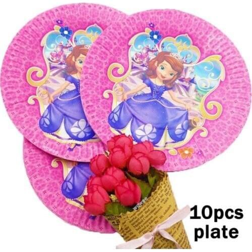 10pcs 7InchPrincess Sofia Cartoon Pattern Theme Paper Party Plates Sofia Kids Birthday Baby Shower Decoration Plates