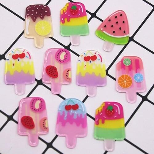 10PCS Cute Kawaii Cute Mixed ice-cream stick Series Flat Back Acrylic Scrapbooking DIY Jewelry Craft