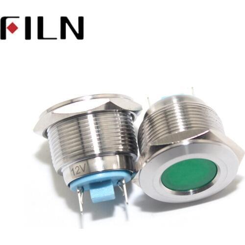 12V 24V 110V 220v 22mm red blue green white led Metal Indicator pilot Signal light lamp Brass Nickel Plated