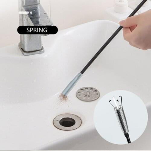 160cm Spring Pipe Dredging Tools Steel Wire Kitchen Sink Bathroom Toilet Sewer Cleaning Hook Home Hotel Water Sink Dredge Tool
