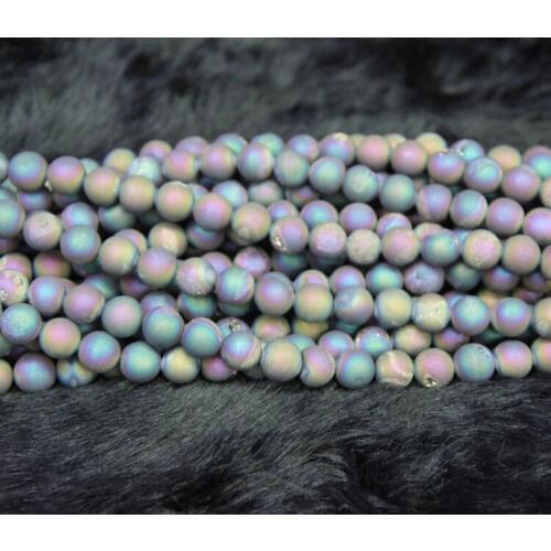 2strands Rainbow Seed Beads Wholesale Titanium Stone Geode Druzy Bead Round Gem Stone Drusy Bead Druzy Jewelry DIY Findings