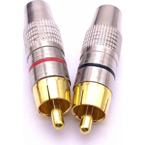 20Pcs/lot WHOLESALE Good Quality welding Gold Plated RCA Connector RCA male plug adapter for Audio Vidiod Wire Connector plug